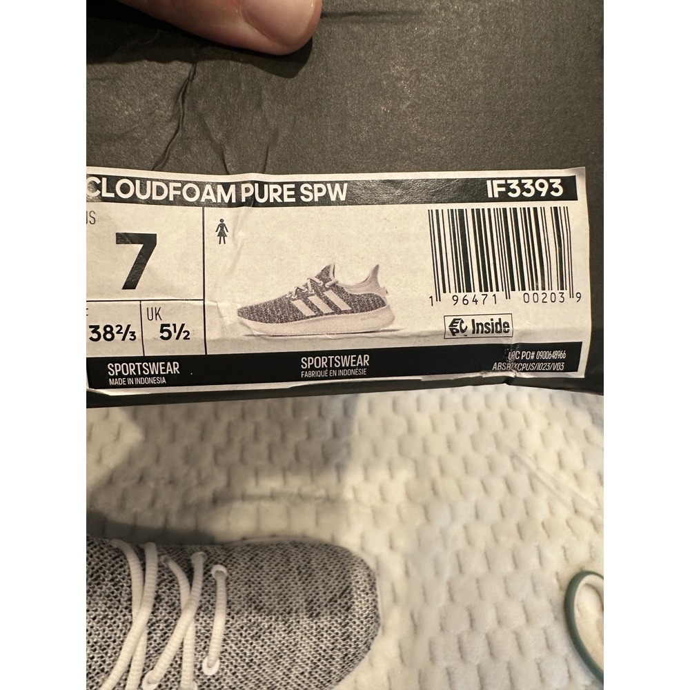 Adidas Cloudfoam Pure SPW Womens Running Shoes White Black IF3393 Size 7 NEW - Picture 4 of 10